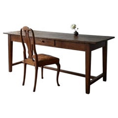 The Hawthorn Desk, Antique Long Wooden Writing Desk with Single Drawer