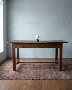 The Hawthorn Desk, Antique Long Wooden Writing Desk with Single Drawer