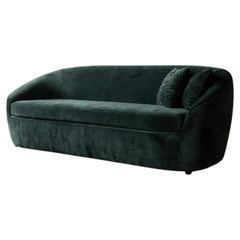 Curved Tub Sofa in Deep Green Velvet, Sculptural Modern, by AllModern