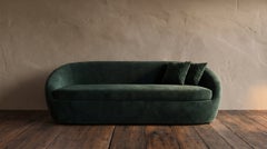 Curved Tub Sofa in Deep Green Velvet, Sculptural Modern, by AllModern