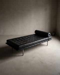 Ludwig Mies van der Rohe Barcelona Daybed for Knoll, Black Leather, 1972