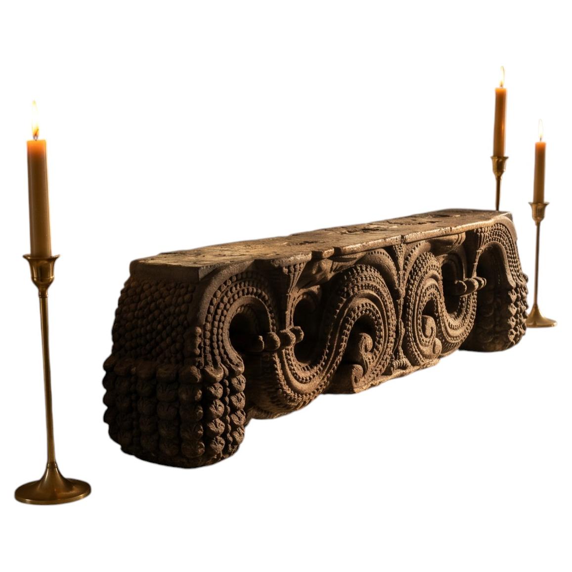 17th Century South Indian Hand-Carved Hardwood Architectural Element