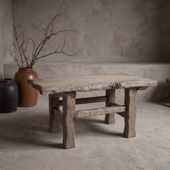 Wormwood Coffee Table, Vintage Live-Edge Slab
