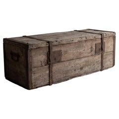 Antique Pine Trunk, 19th Century European, Hand-Forged Iron