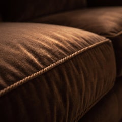 Taylor King Custom English Roll-Arm Sofa in Espresso Brown Velvet