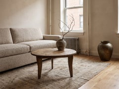 Antique American Round Coffee Table with Straight Splayed Legs, Darker Tone