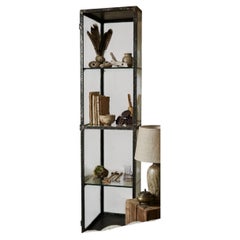 Curiosity Cabinet, Tall Vintage Metal and Glass Display Vitrine