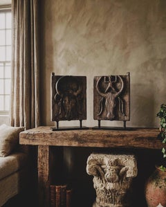 Pair of Toraja Carved Granary Door Panels, Water Buffalo, Sulawesi, Indonesia