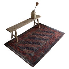Late 19th Century Turkmen Baluch Afghan Tribal Rug, Hand-Knotted Wool