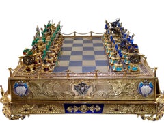 Set di scacchi monumentale in argento sterling e oro 24 carati: Napoleone I contro Alessandro I