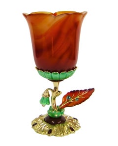 Garniture monumentale « Royal Bouquet » en or 18 carats, avec agate sculptée et pierres précieuses