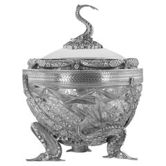 Sculptural Sterling Silver and Bohemian Crystal Caviar Server-Konforti