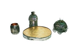 Sculptural Sterling Silver Judaica Havdalah Set with 24K Gold Vermeil