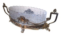 Jarrón de centro de mesa de plata de ley y cristal de Bohemia, inspirado en Fabergé