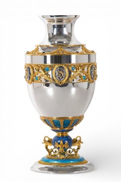 Servizio da tavola Imperial in argento sterling da 16 pezzi con lapislazzuli e smalto