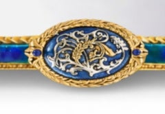 Vassoio da portata imperiale in argento sterling con lapislazzuli e placcatura in oro 24 carati