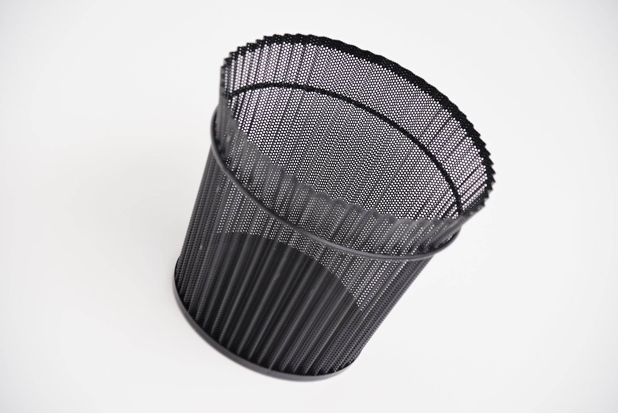 Very nice folded black metal basket designed by Mathieu Mategot for Artimeta Soest 1955. A lot of people still doubt some items really are Mategot, but during the 1950s Mategot sold some rights to Artimeta to produce some products as Artimeta