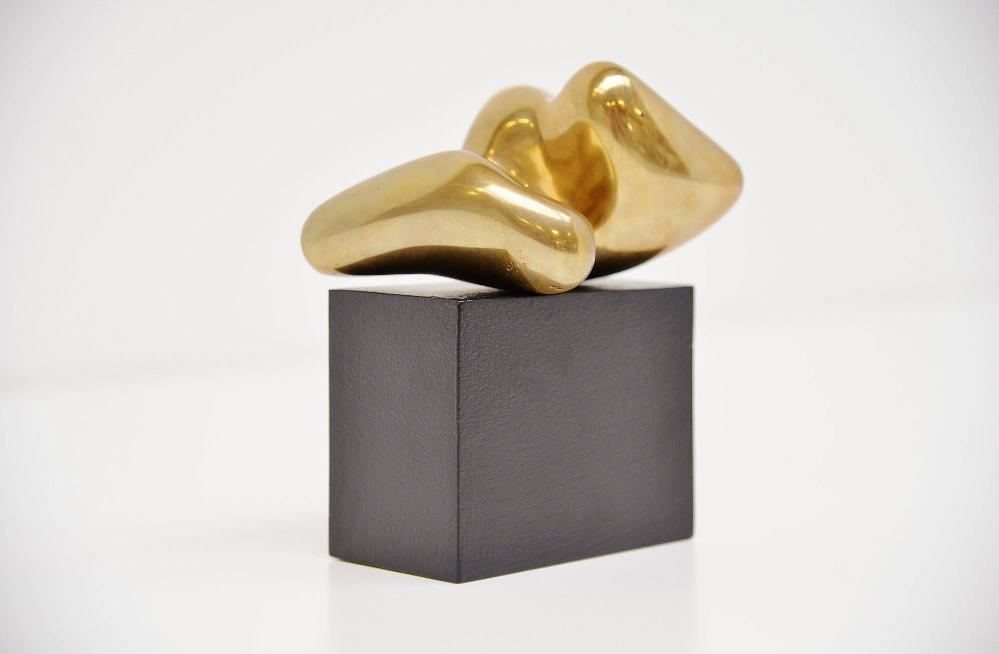 Beautiful crafted bronze sculpture made by Fons Schobbers, Venlo Holland, 1975. Craftmanship, sensuality, vitality and movement dominates the work of Fons Schobbers. He has a preference for powerful, abstract shapes inspired by nature in general and