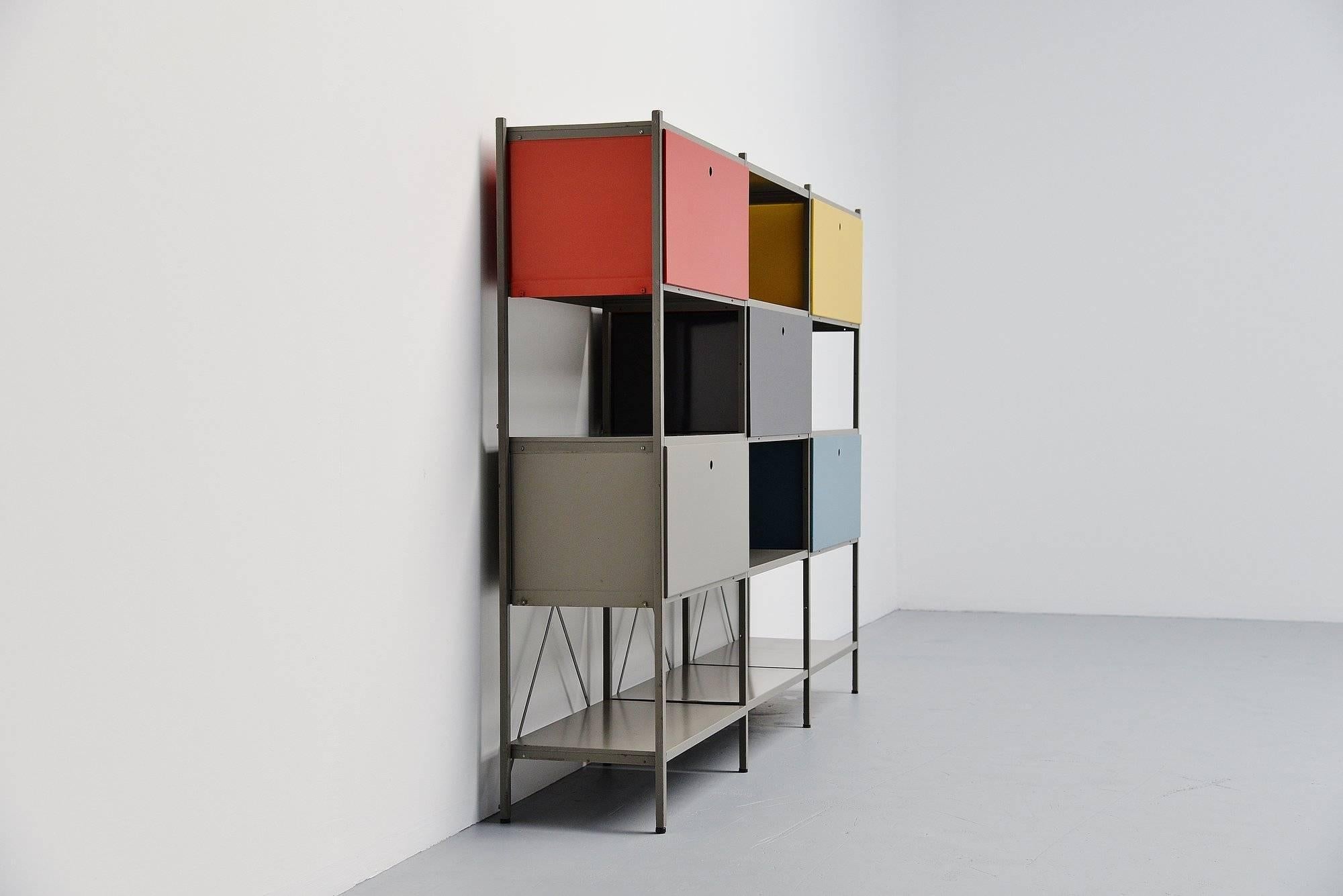 Industrial Wim Rietveld 663 Modular Cabinet for Gispen, 1954