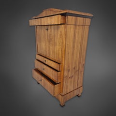 Biedermeier secretary with pointed gable, cherry-veneered, Thuringia circa 1820