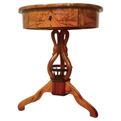 Rare Biedermeier walnut side table with swans - Germany circa 1820