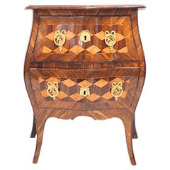 Rare small Rococo commode, cube marquetry, second half 18th century.