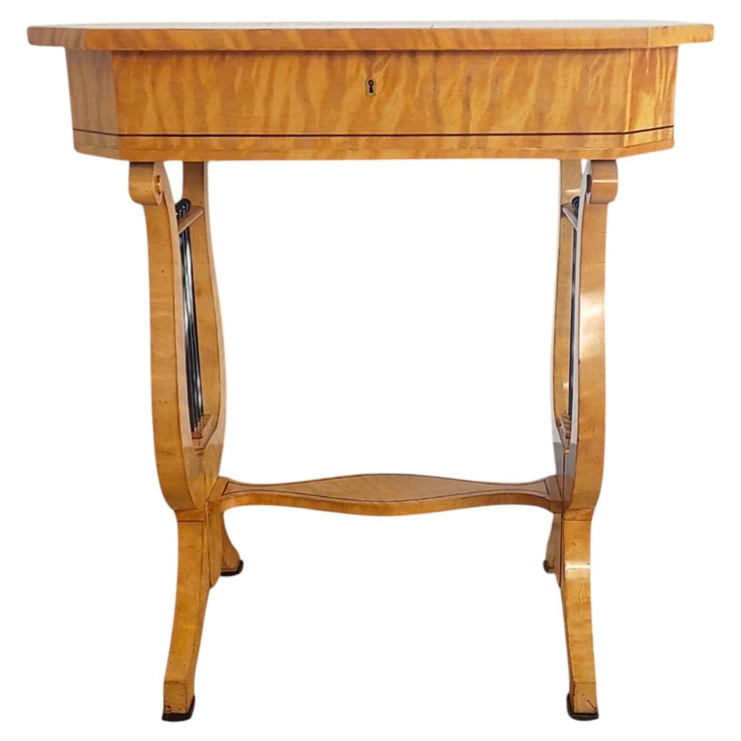 Lyre-base side table, Biedermeier style, circa 1920 For Sale