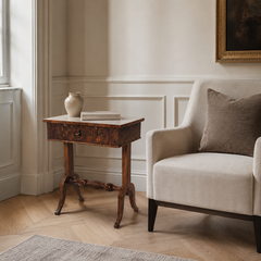 Biedermeier Walnut Side Table with Curved Legs, Germany, Circa 1840