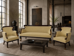 Viennese Biedermeier seating group: sofa and two armchairs, mahogany, circa 1810