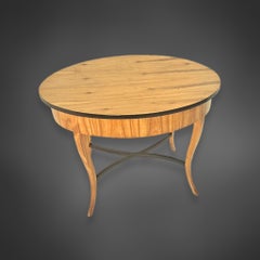 Oval Biedermeier side table, cherry veneer, 1825