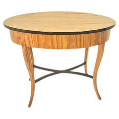 Oval Biedermeier side table, cherry veneer, 1825