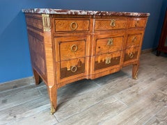 Commode De Style Transition À Décors De Vases De Fleurs Et De Potiches .