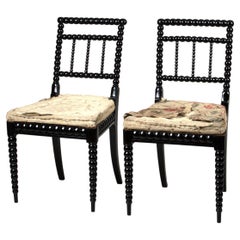 Pair of Black Varnished Bobbin Chairs with Royal Provenance