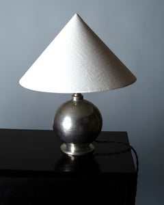 Swedish Pewter Globe Lamp, Attributed to Sylvia Stave, 1935