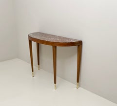 Halbmondförmige Konsole, entworfen von Paolo Buffa, Italien, 1940er Jahre, Holz und Marmor