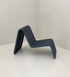 Chaiselongue P3 aus blauem Rattan von Tito Agnoli, hergestellt von Bonacina