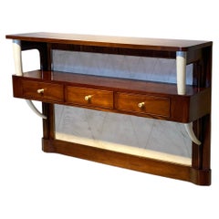 Wall-mounted console table made of wood and parchment, Italian-made in the 1940s