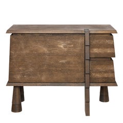 Ukhamba Server in Oak with Hand-Carved Antique Bronze-Finish Detailing
