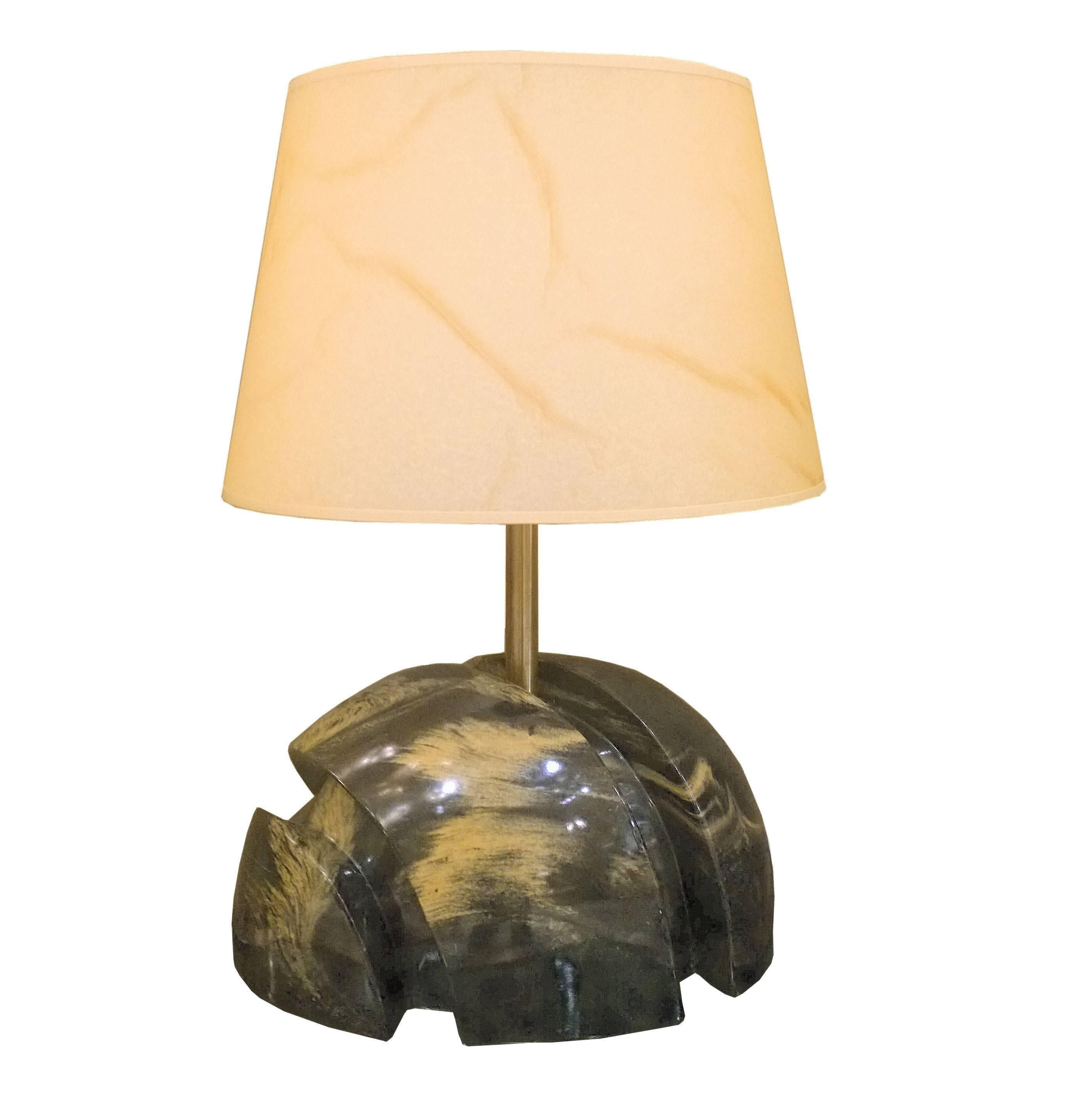 Pair of marble lamps from France.