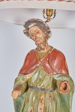 Grand Santos ancien de St. Roche, patron des chiens, maintenant monté comme une lampe