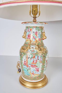 Pair of Antique Chinese Export Rose Mandarin Vases Now Custom Mounted as Lamps