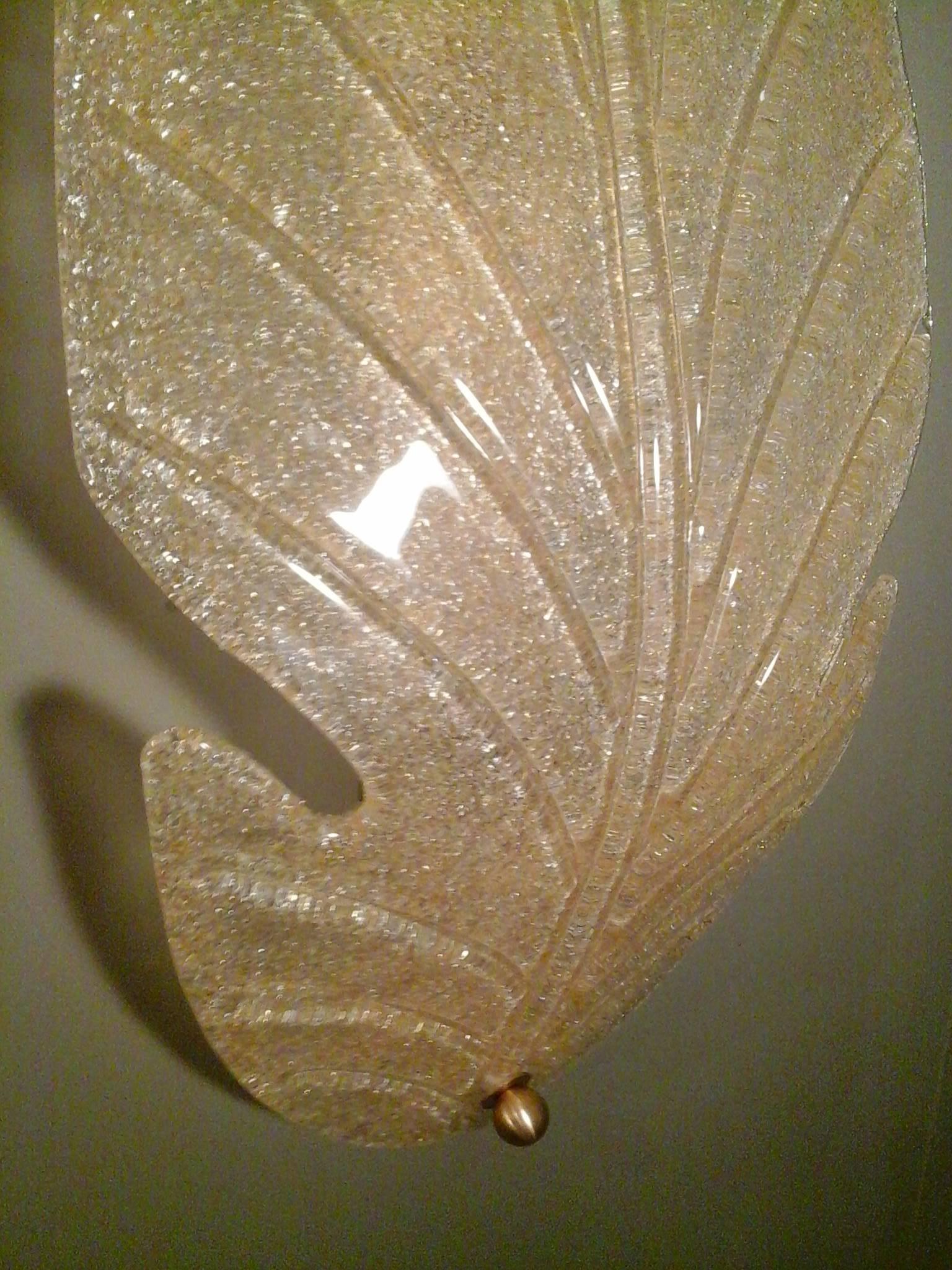 Mid-Century Modern Large Barovier Murano Glass Leaf Sconces