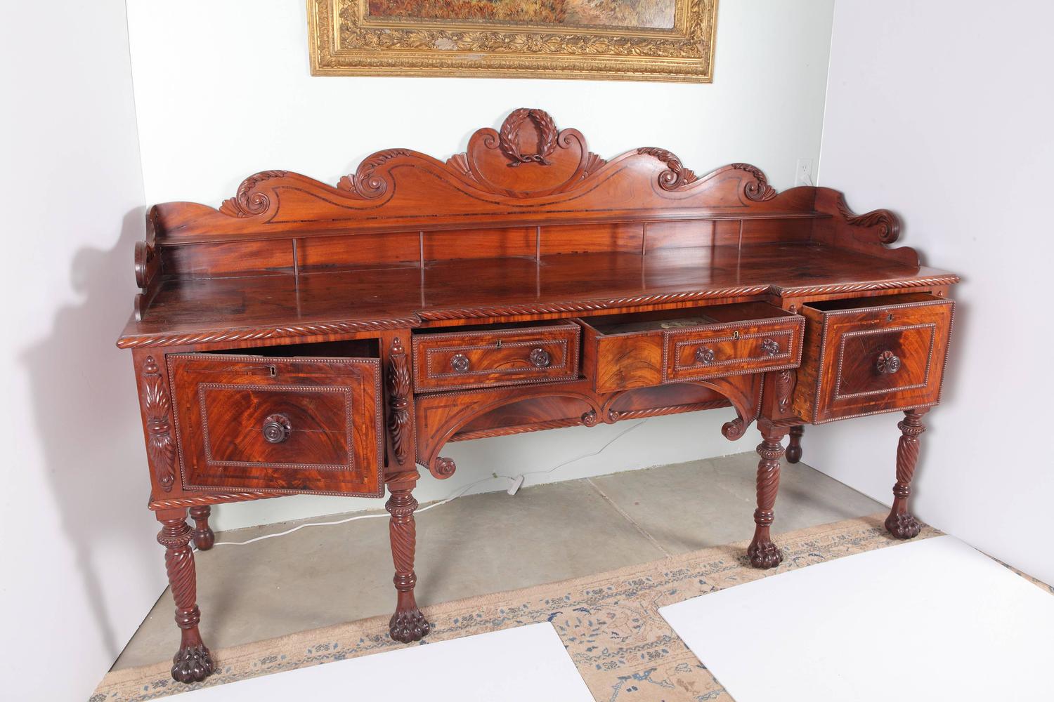 Antique 19th Century Irish Mahogany Sideboard For Sale at 1stdibs
