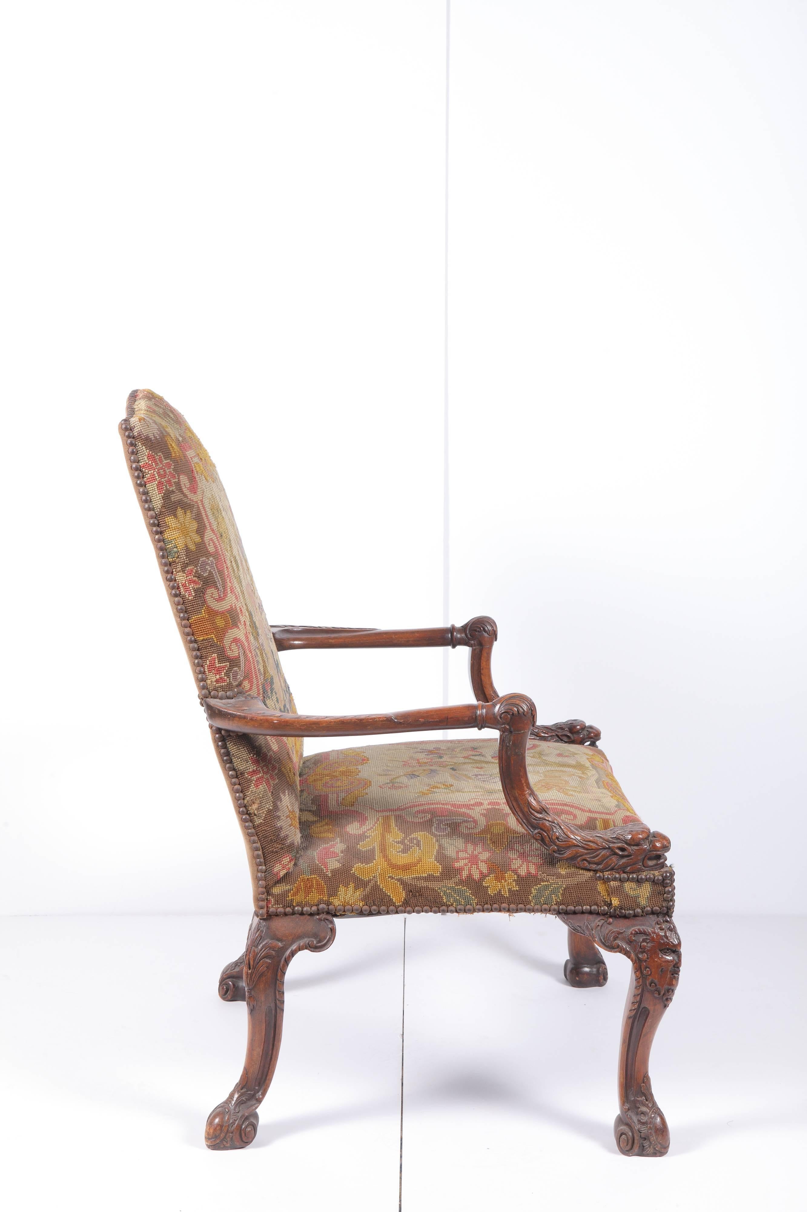 George II Antique 19th Century Gainsborough Style Armchair
