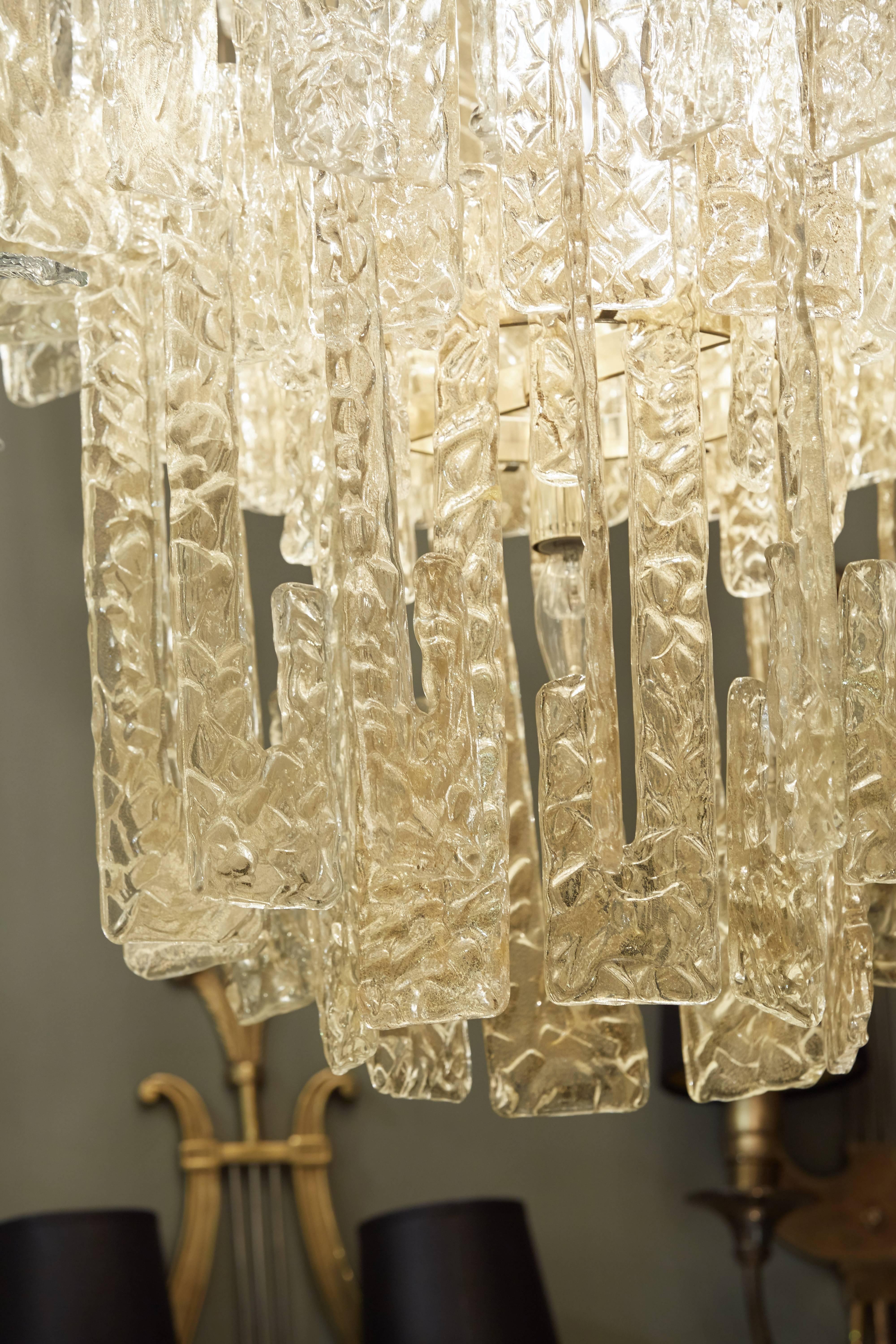 Italian Mid-Century Murano Gold Hook Chandelier Attributed to Mazzega