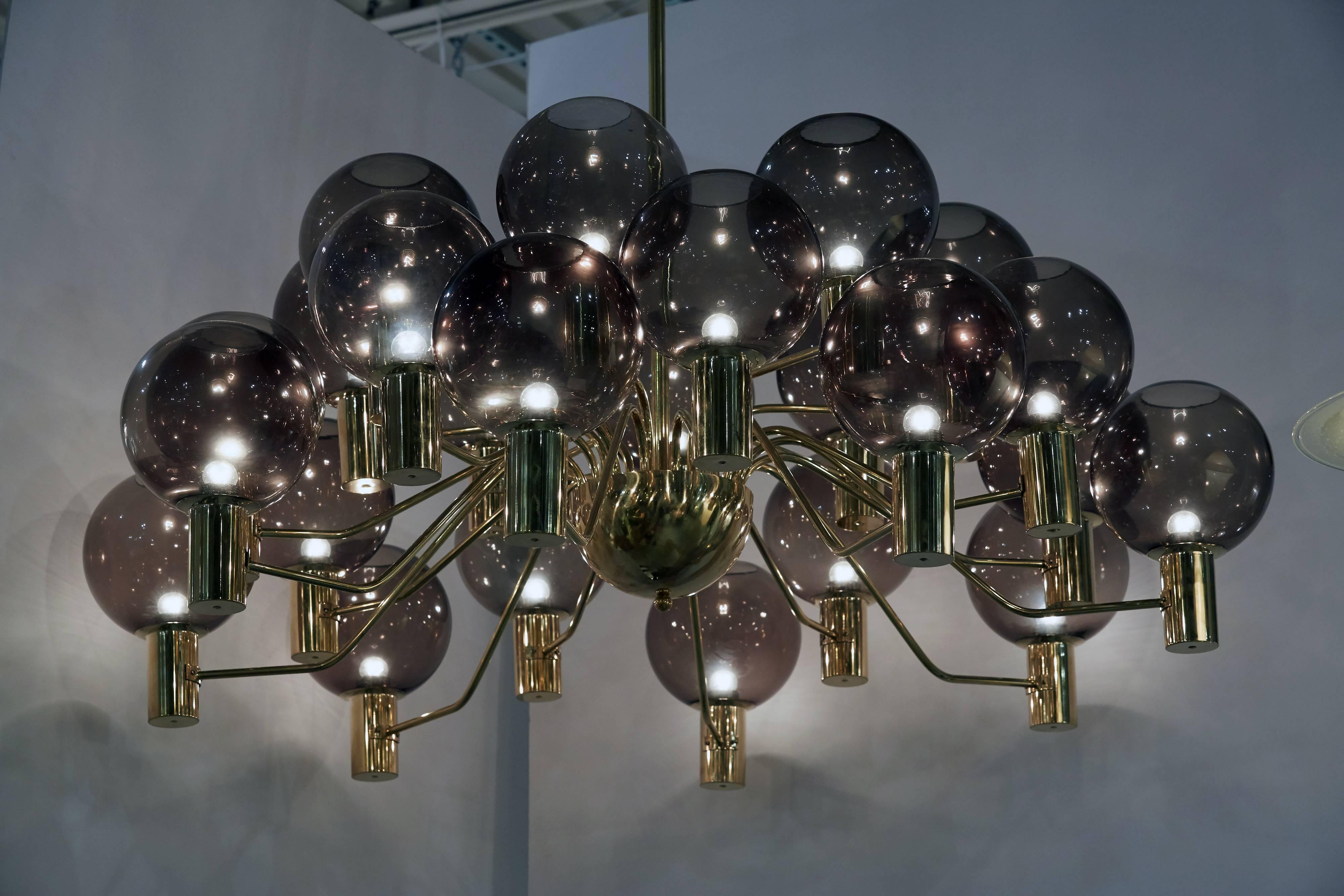Large Swedish Mid-Century Modern Chandelier Attributed to Hans-Agne Jacobsson 1