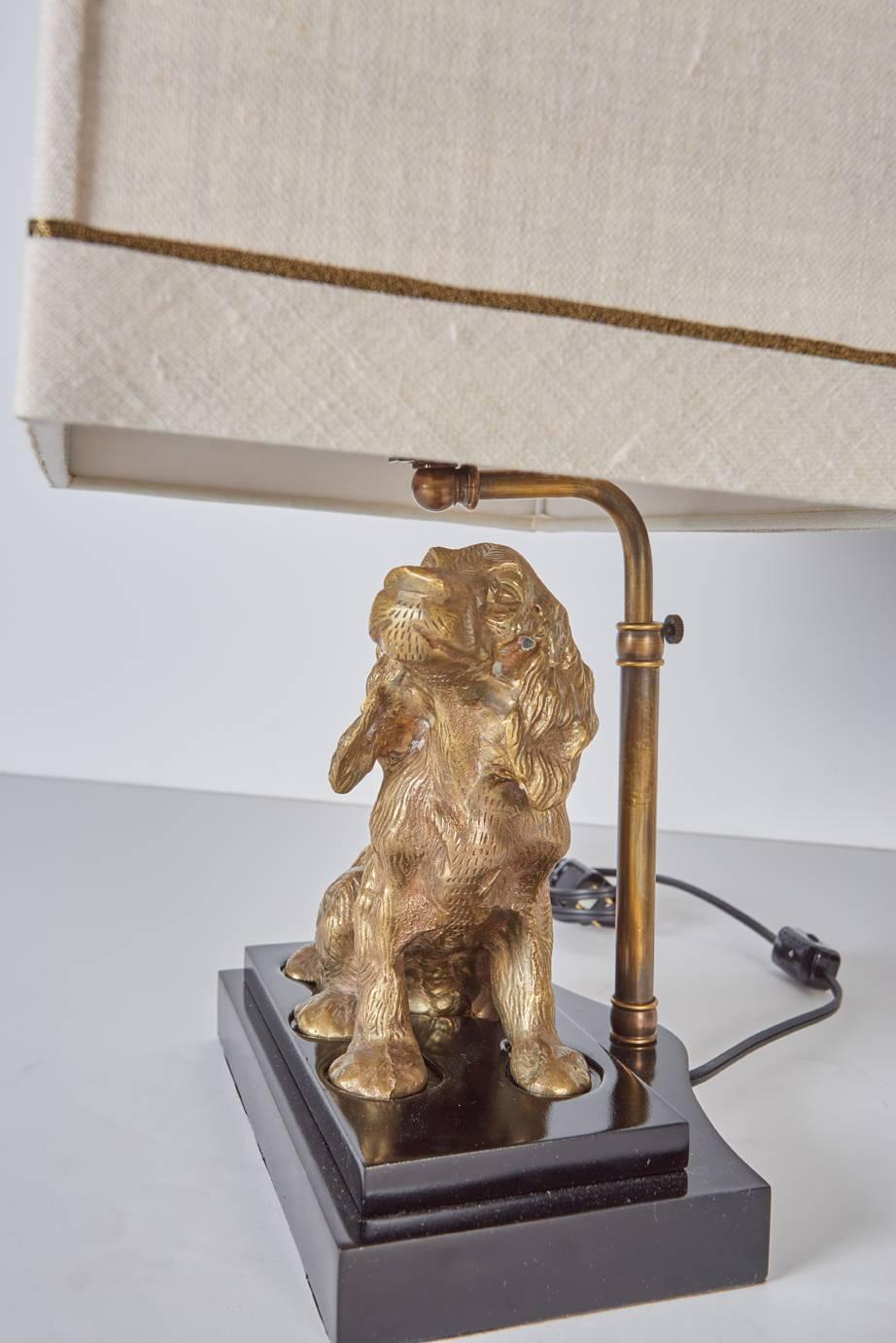 20th Century Complementary Pair of Brass Dogs Mounted as Lamps
