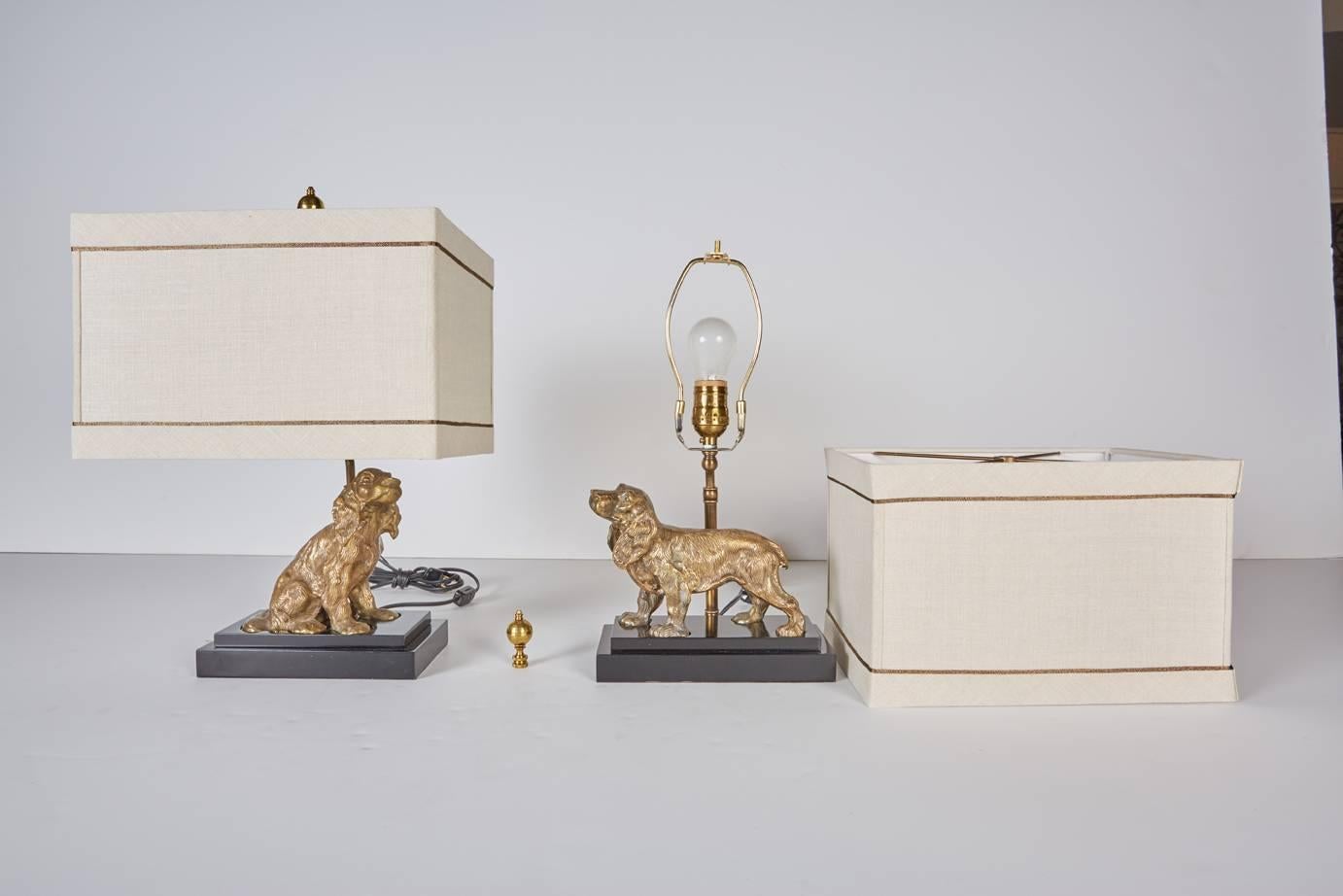 Complementary Pair of Brass Dogs Mounted as Lamps 2