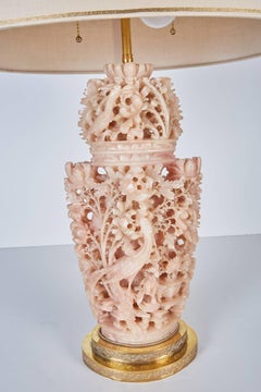 Vintage Chinese Soapstone Carving Mounted as a Lamp