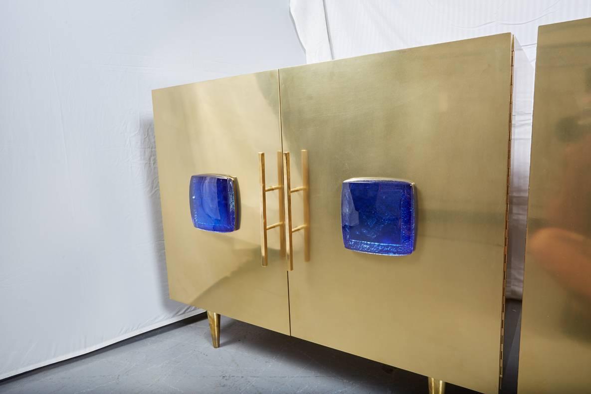 Mid-Century Modern Pair of Midcentury Italian Brass Cabinets by Sandro Petti for Metallarte